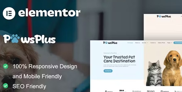 PawsPlus 1.0 – Pet Care & Veterinary Elementor Template Kit