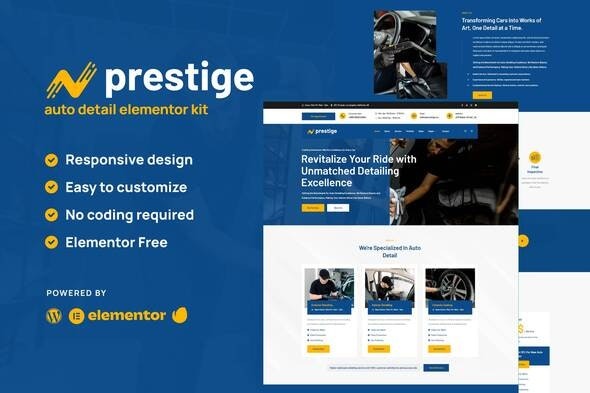 Prestige 1.0.0 – Car Repair & Auto Detailing Service Elementor Template Kit