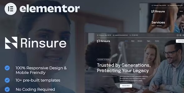 Rinsure 1.0 – Insurance Agency Elementor Template Kit