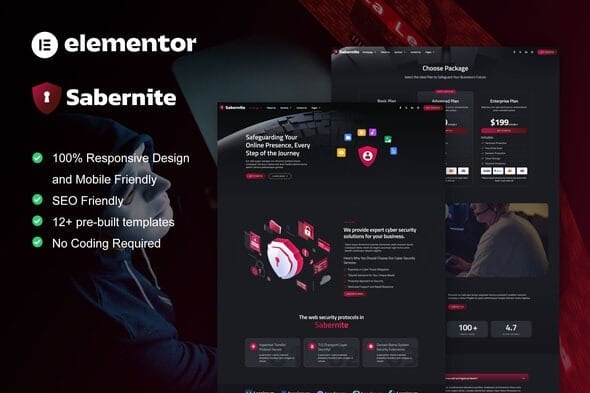 Sabernite 1.0.0 – Cyber Security Services Elementor Pro Template Kit