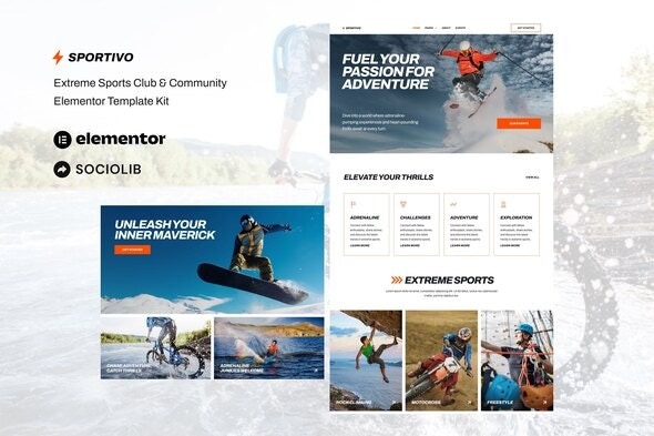 Sportivo 1.0.0 – Extreme Sports Club & Community Elementor Template Kit
