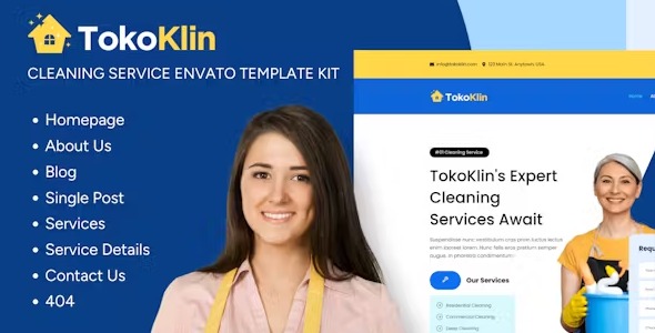 Tokoklin 1.0 – Cleaning Service Business Elementor Template Kit