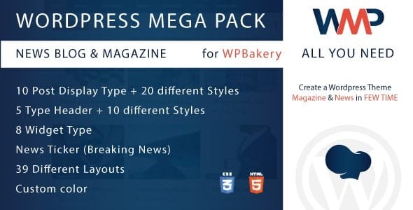 WordPress Mega Pack for WPBakery 1.0 – News, Blog and Magazine – All you need