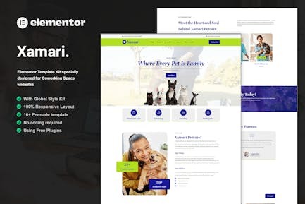 Xamari 1.0 – Pet Care Services Elementor Template Kit