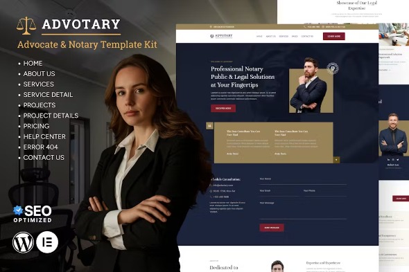 Advotary 1.0.0 – Notary Public & Legal Services Elementor Template Kits