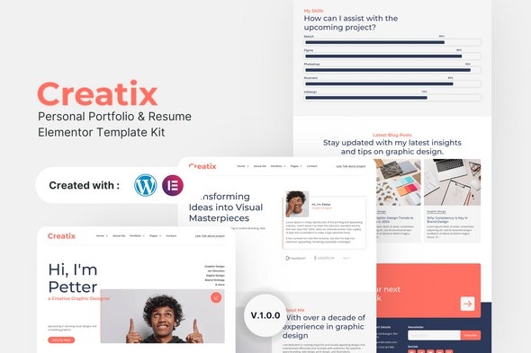 Creatix 1.0 – Personal Portfolio & Resume Elementor Template Kit