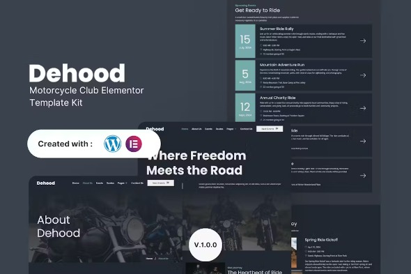 Dehood 1.0.0 – Motorcycle Club Elementor Template Kits