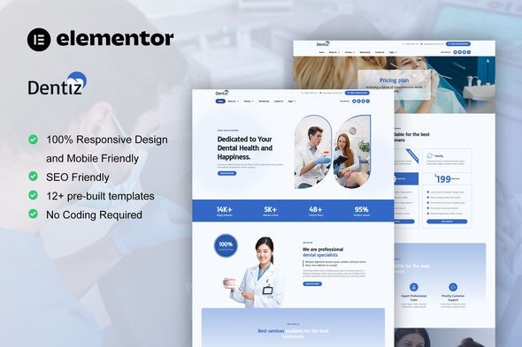Dentiz 1.0 – Dentist & Dental Care Elementor Pro Template Kit