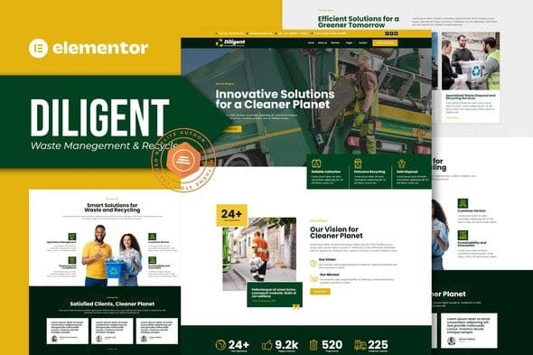 Diligent 1.0 – Waste Management & Recycling Company Elementor Template Kit