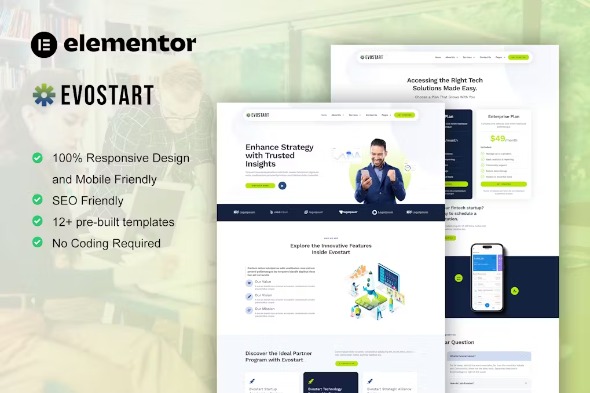 Evostart 1.0.0 – Tech Startup Company Elementor Pro Template Kits