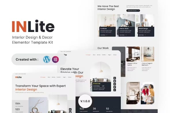 Inlite 1.0.0 – Interior Design & Decor Elementor Template Kits