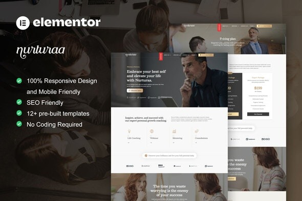 Nurturaa 1.0 – Life Coach & Motivator Elementor Pro Template Kit