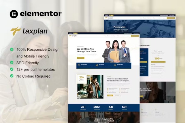 TaxPlan 1.0.0 – Tax Advisor & Financial Consulting Elementor Pro Template Kits