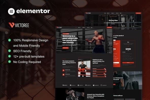Victoree 1.0 – Boxing School & Martial Arts Elementor Pro Template Kit