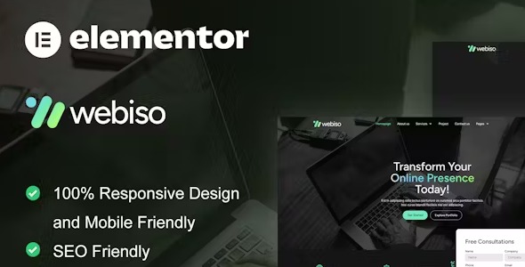 Webiso 1.0 – Dark Digital Agency Elementor Template Kit