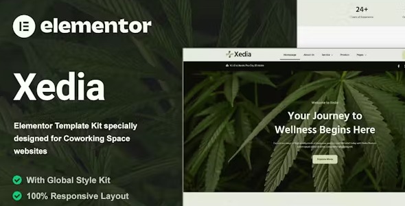Xedia 1.0 – Medical Marijuana Elementor Template Kit