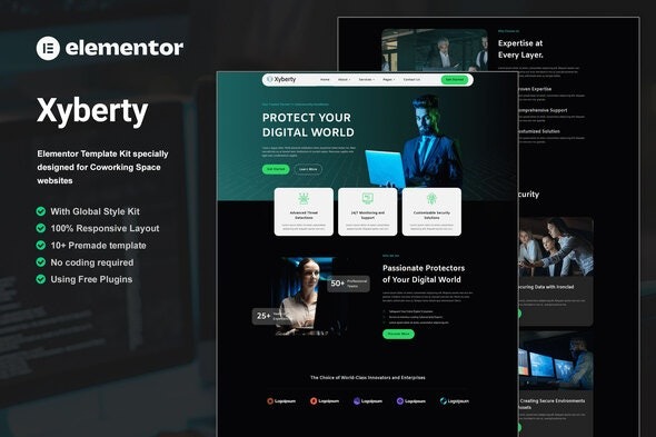 Xyberty 1.0 – Cyber Security Elementor Template Kit
