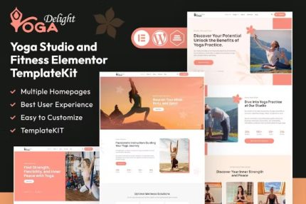 Yoga Delight - Yoga Studio & Fitness Elementor Template Kits