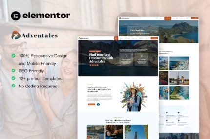 Adventales - Modern Travel Blog Elementor Template Kits