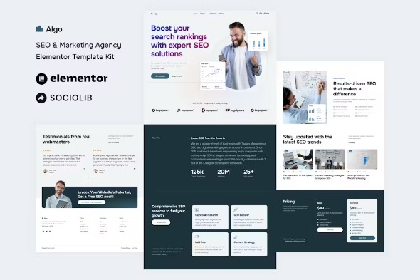 Algo LATEST – SEO & Marketing Agency Elementor Template Kits