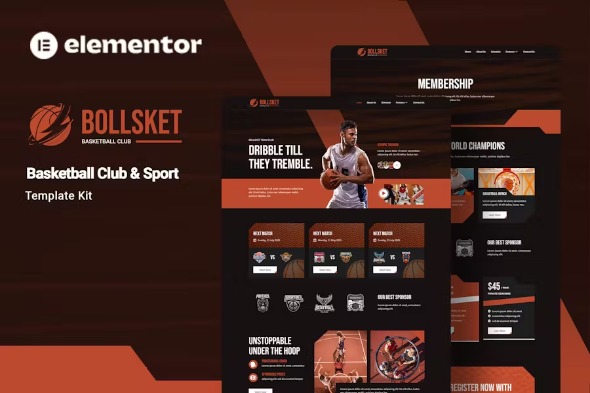 Bollsket LATEST – Basketball Club & Sport Elementor Template Kits