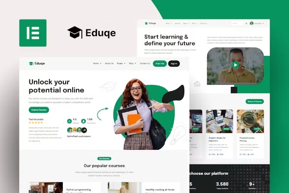 Eduqe LATEST – Online Courses Elementor Pro Template Kits