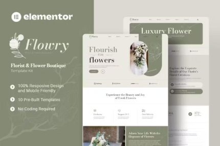 Flowry - Florist & Flower Boutique Elementor Template Kits