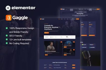 Gaggle - Comedian & Entertainment Show Elementor Pro Template Kits