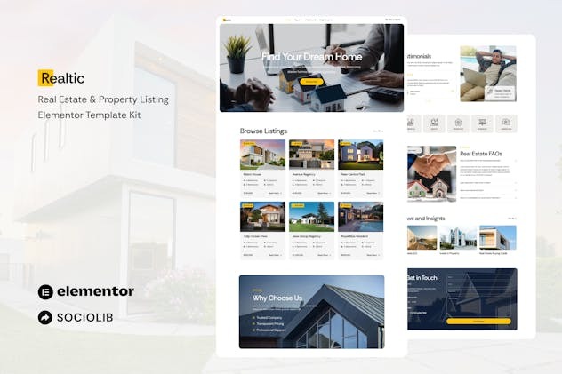 Realtic 1.0 – Real Estate & Property Listing Elementor Template Kit