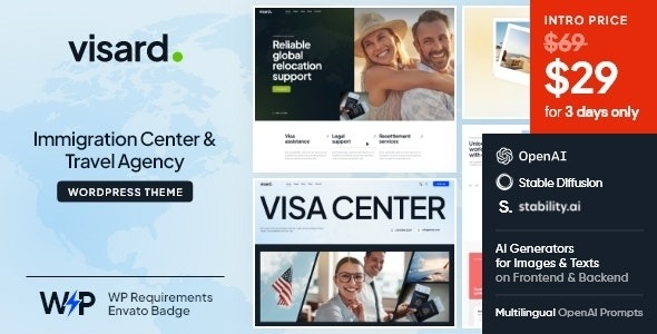 Visard 1.5.0 – Immigration Center & Travel Agency WordPress Theme
