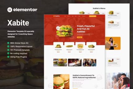 Xabite - Burger Fast Food Elementor Template Kits