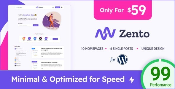 Zento 1.4.5 – Modern & Lightweight Blog for WordPress