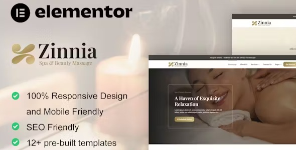 Zinnia 1.0 – Spa & Beauty Care Elementor Pro Template Kit