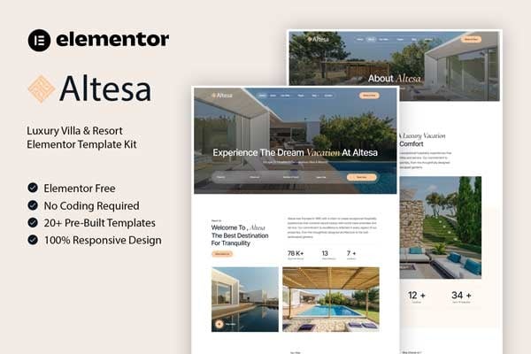 Altesa 1.0 – Villa & Resort Elementor Template Kit