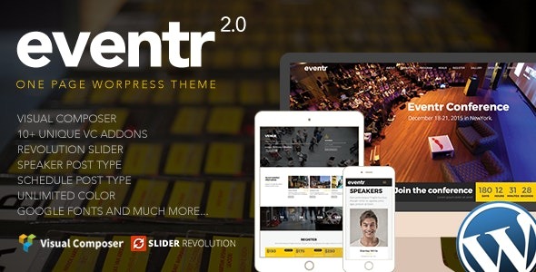 Eventr 2.0 – One Page Event WordPress Theme