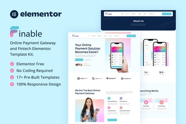 Finable 1.0 – Online Payment Gateway & Fintech Elementor Template Kit