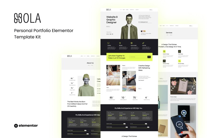 Hola 1.0 – Personal Portfolio Elementor Template Kit