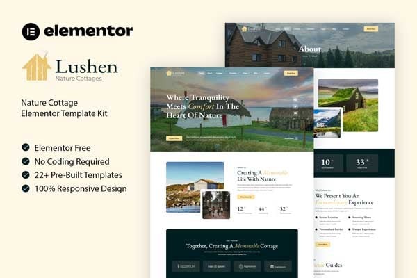 Lushen 1.0 – Nature Cottage Elementor Template Kit