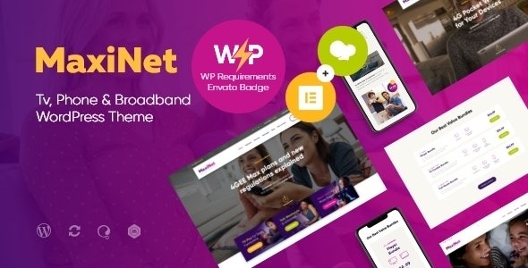MaxiNet 1.2.10 – Broadband & Telecom Internet Provider WordPress Theme + Elementor