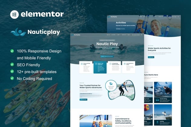 NauticPlay 1.0 – Water Sports & Surfing Elementor Pro Template Kit