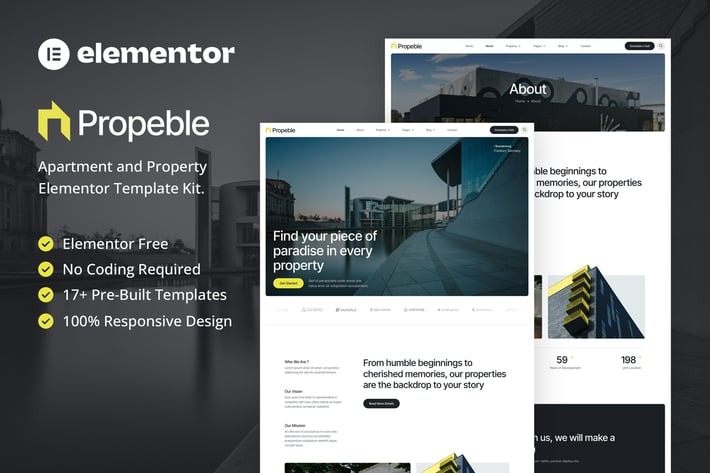 Propeble 1.0 – Apartment & Property Elementor Template Kit