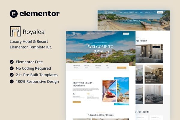 Royalea 1.0 – Luxury Hotel & Resort Elementor Template Kit