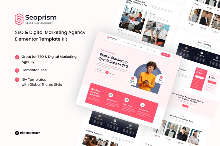 Seoprism 1.0 – SEO & Digital Agency Elementor Template Kit