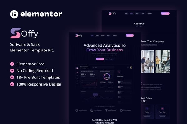 Soffy 1.0 – Software & SaaS Elementor Template Kit