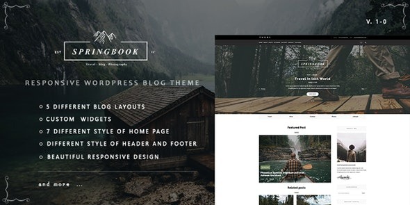 Springbook 1.0.1 – Responsive WordPress Blog Travel Photography Theme