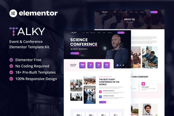Talky 1.0 – Event & Conference Elementor Template Kit