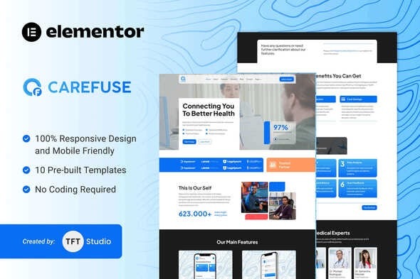 Carefuse 1.0 – AI Health App Elementor Template Kit