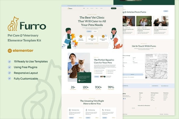 Furro 1.0 – Pet Care & Veterinary Elementor Template Kit