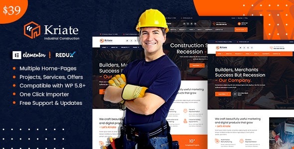 Kriate 1.2.7 – Industrial Construction Multipurpose WordPress Theme