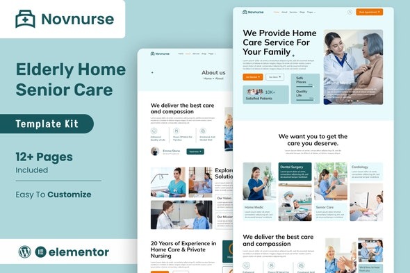 Novnurse 1.0 – Elderly & Senior Care Services Elementor Template Kit